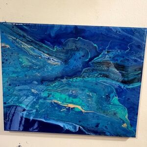 Abstract Blue and Teal Canvas Art